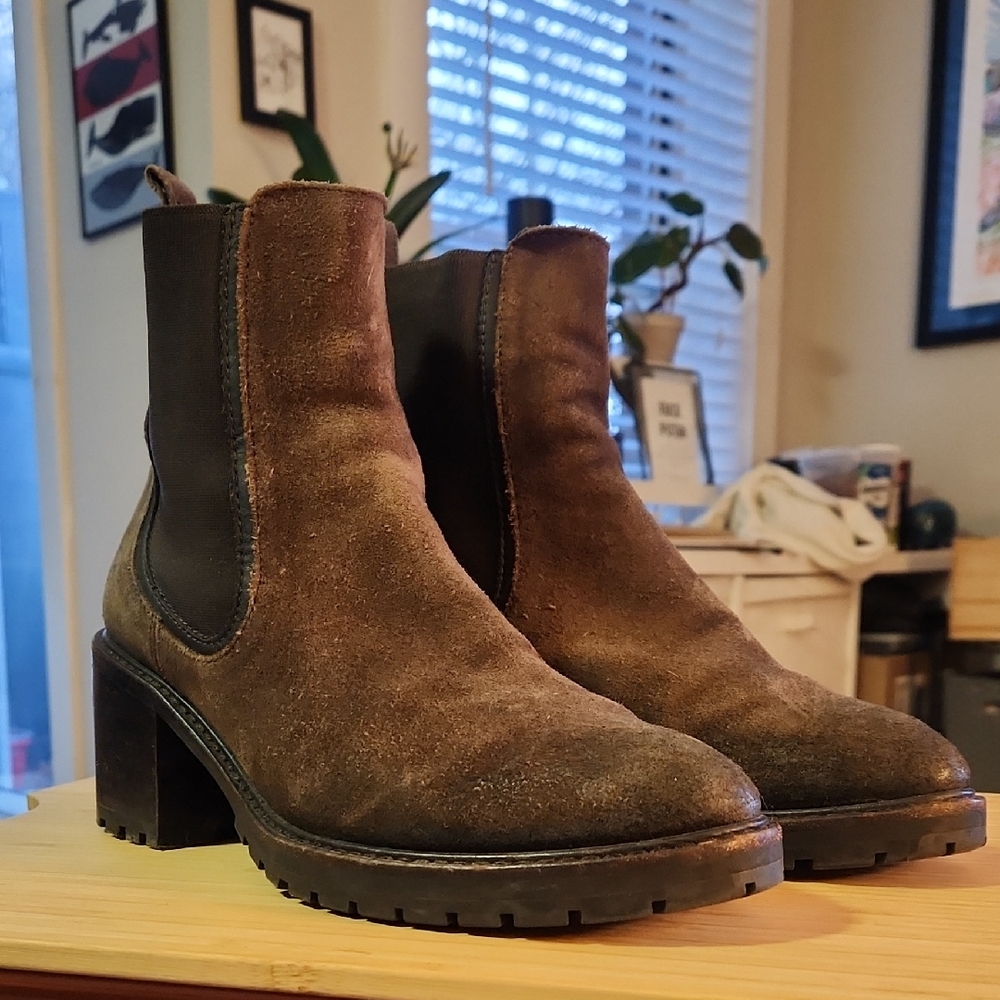 Thursday Knockout Olive Green Suede Ankle Boots